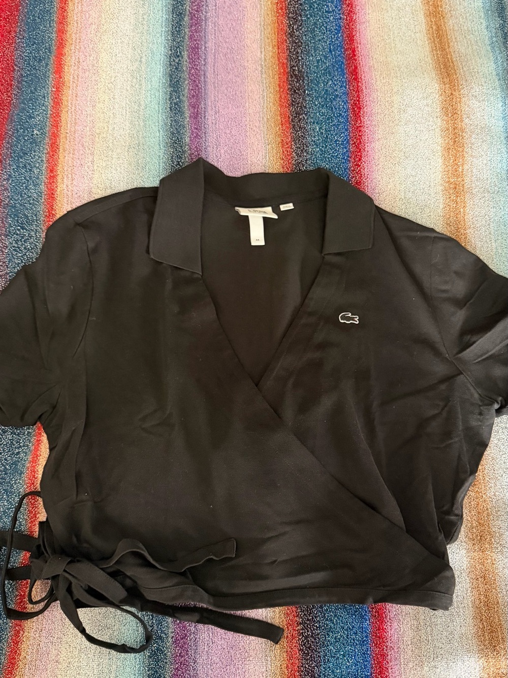 Lacoste Black Wrap Polo Crop Top